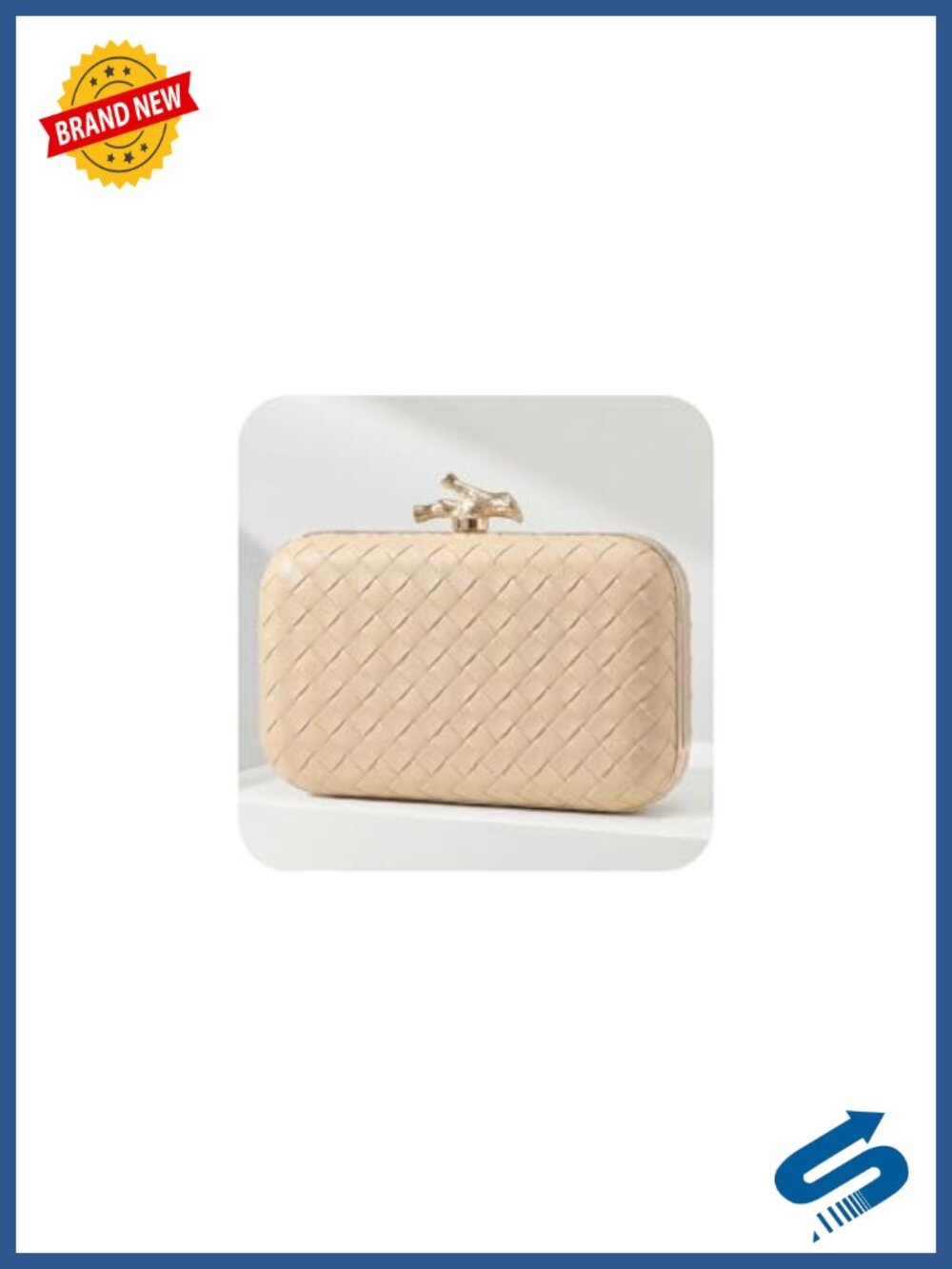 Woven Clutch Purses for Women Faux Leather Evening Bag with Chain Strap